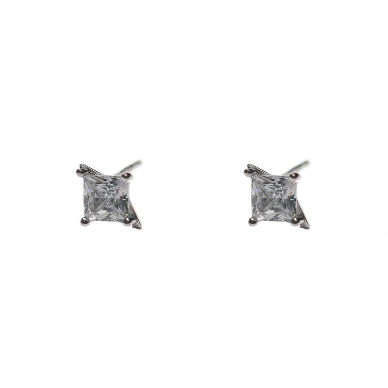 韓国ファッション SELCA-Four Pointed Star Zircon Stud Earrings-mselca2023aw327-01