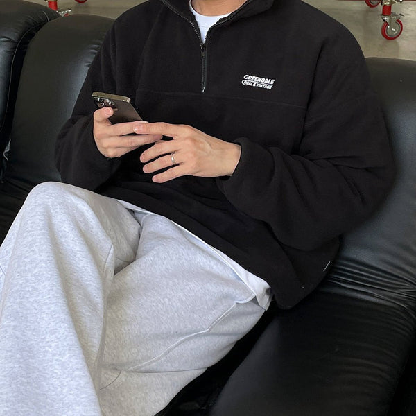 韓国ファッション SELCA-Half zip fleece sweatshirt-mselca2023aw362-01