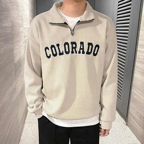 韓国ファッション SELCA-Half zip logo waffle trainer-mselca2023aw368-01