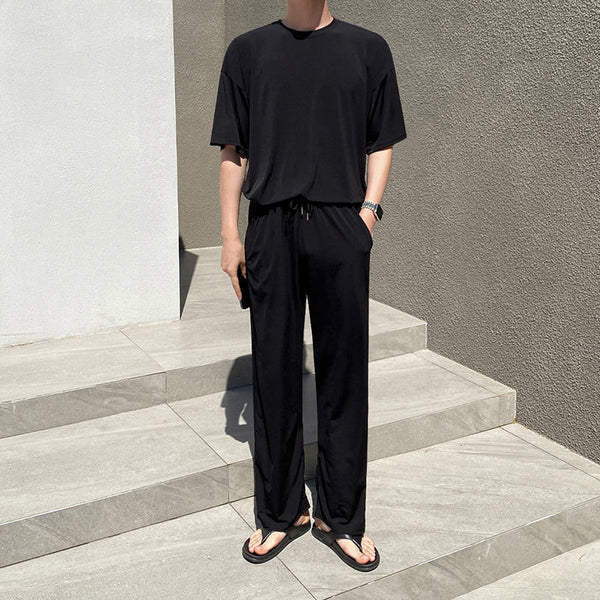 韓国ファッション SELCA-Ice silk stretch tops/pans-mselca2023aw408-01
