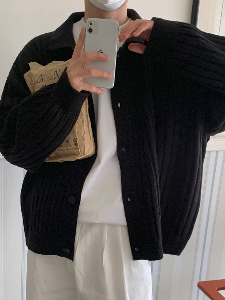 韓国ファッション SELCA-Knit Polo Cardigan-mselca2023aw419-05