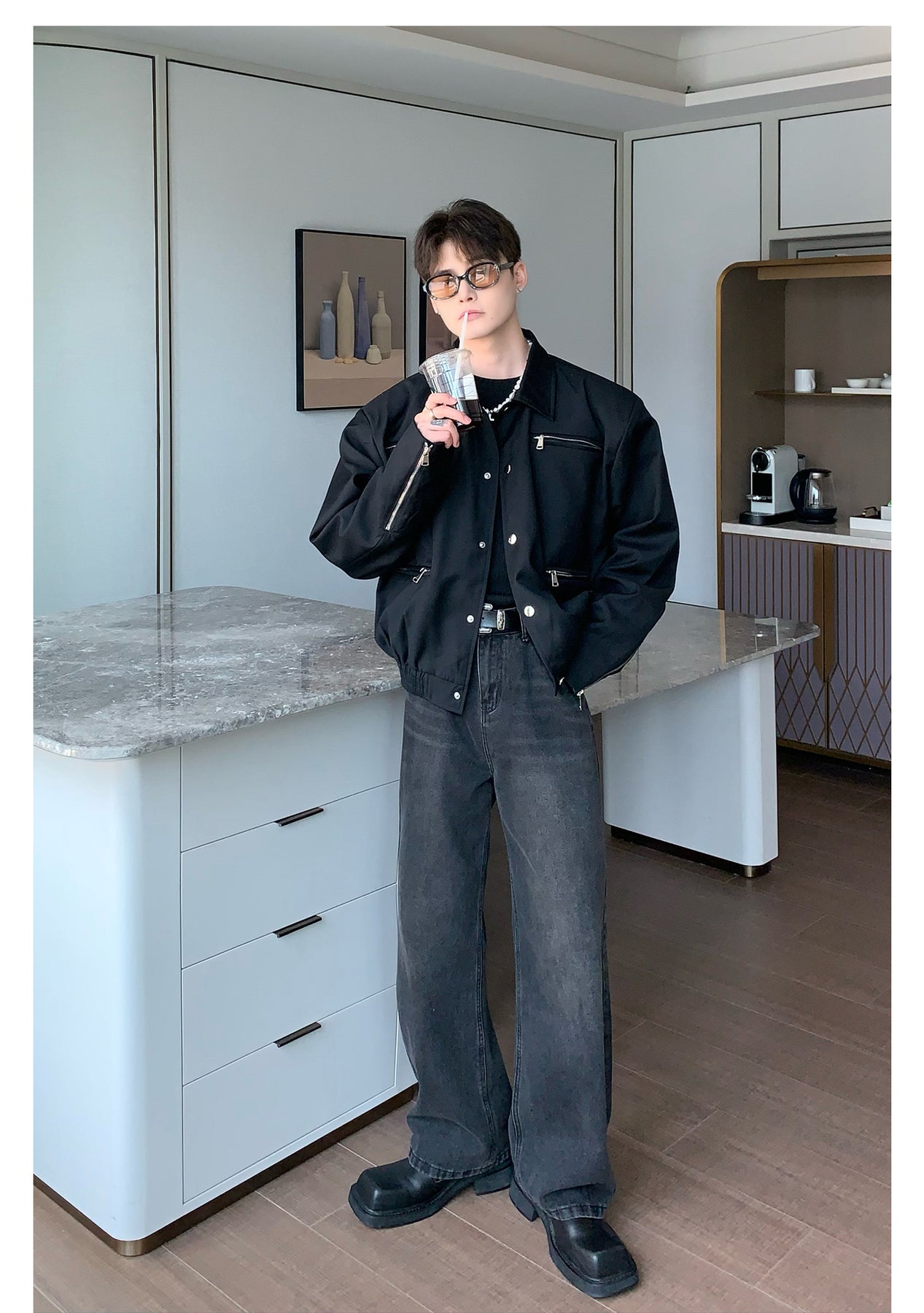 韓国ファッション SELCA-Loose casual jeans-mselca2023aw492-04