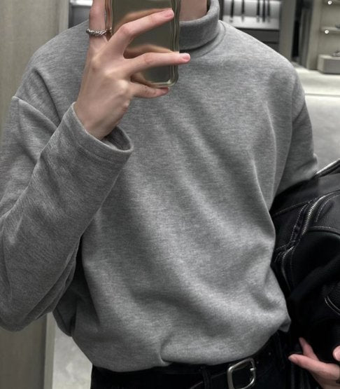 韓国ファッション SELCA-Plain long -sleeved half -turtleneck-mselca2023aw600-03