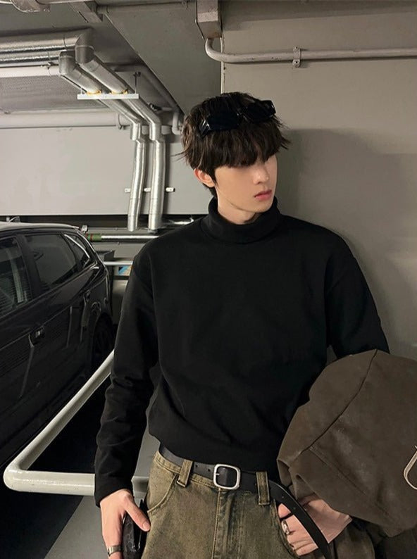 韓国ファッション SELCA-Plain long -sleeved half -turtleneck-mselca2023aw600-02