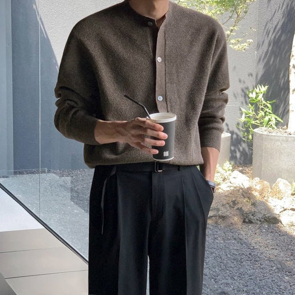韓国ファッション SELCA-Round neck knit cardigan-mselca2023aw677-01