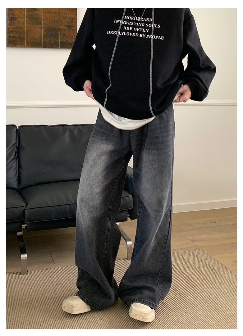 韓国ファッション SELCA-Straight wide loose denim pants-mselca2023aw869-02