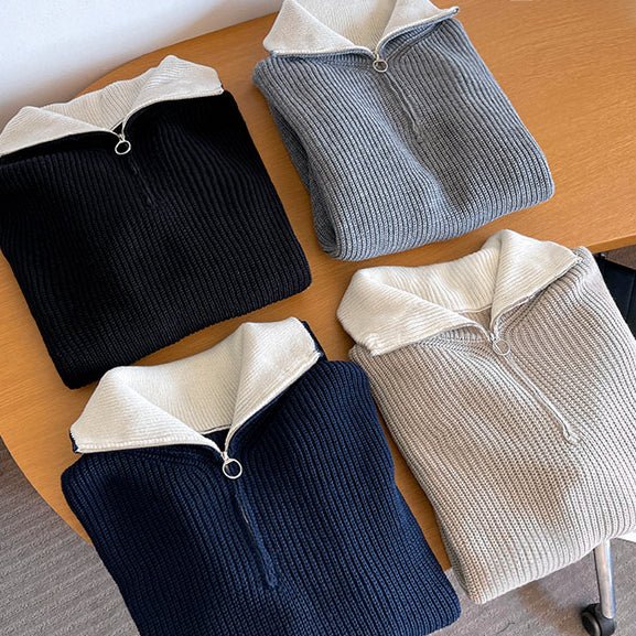 韓国ファッション SELCA-Turtle neck zipper knit-mselca2023aw933-012
