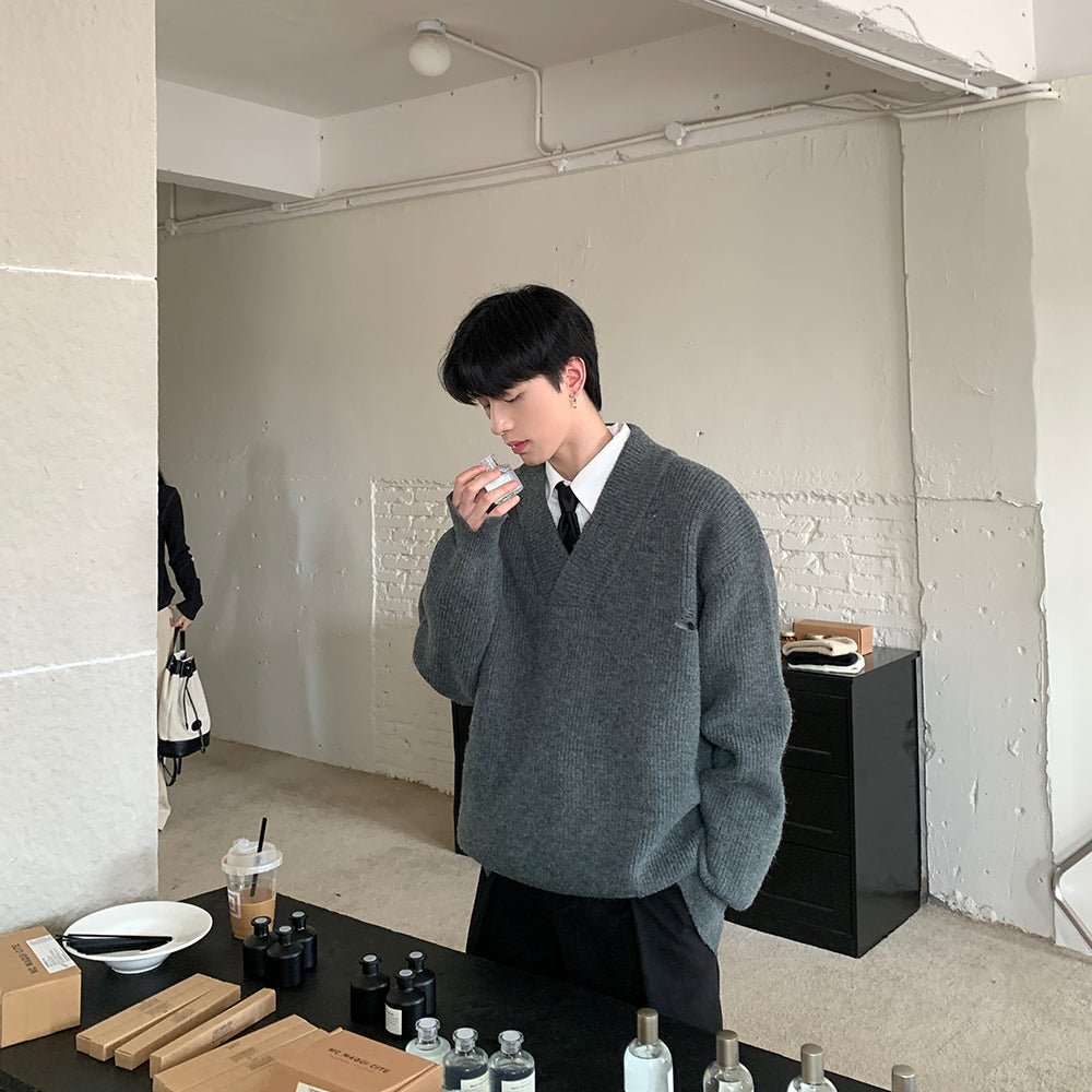 韓国ファッション SELCA-V Front Damage Knit-mselca2023aw947-02