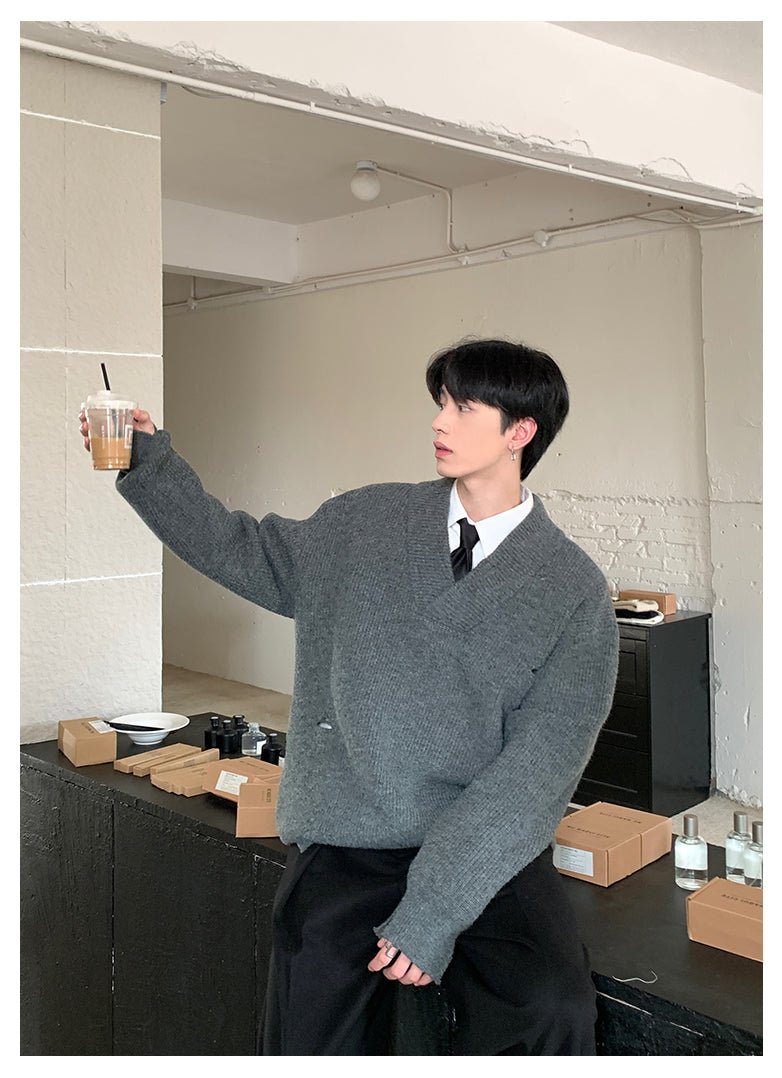 韓国ファッション SELCA-V Front Damage Knit-mselca2023aw947-06