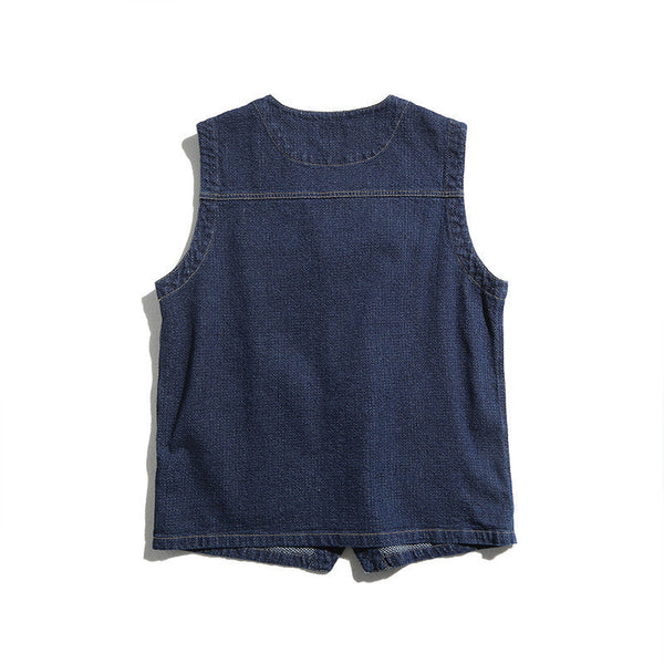韓国ファッション SELCA-denim stitch vest-mselca2024ss-110-02