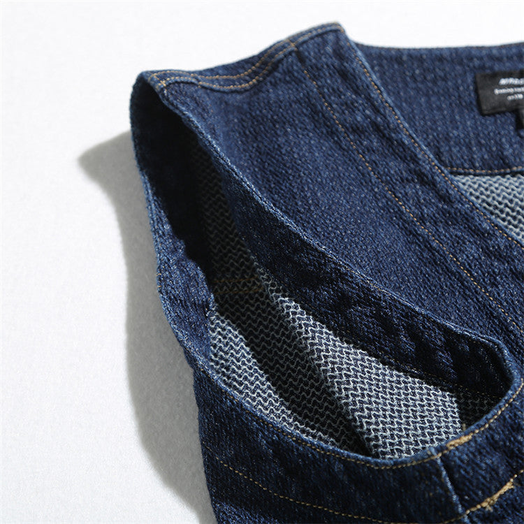 韓国ファッション SELCA-denim stitch vest-mselca2024ss-110-08