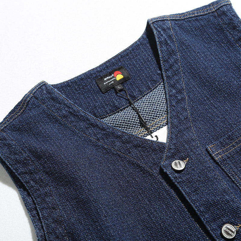 韓国ファッション SELCA-denim stitch vest-mselca2024ss-110-03
