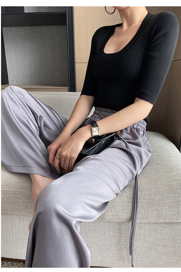 韓国ファッション SELCA-サテンワイドレッグパンツ-2023ss-pt03-022