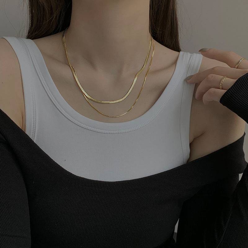 韓国ファッション SELCA-２重チェーンネックレス-2023ss-ac37-05