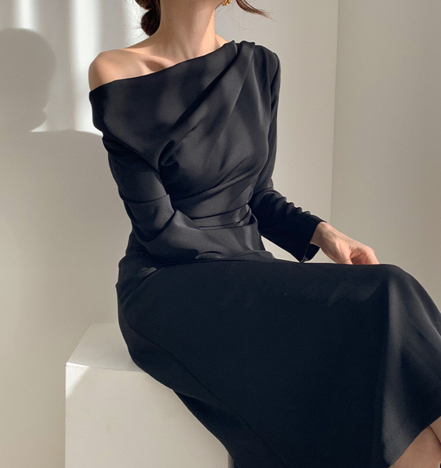 韓国ファッション SELCA-オフショルダーシンプルワンピース-2023ss-op40-031