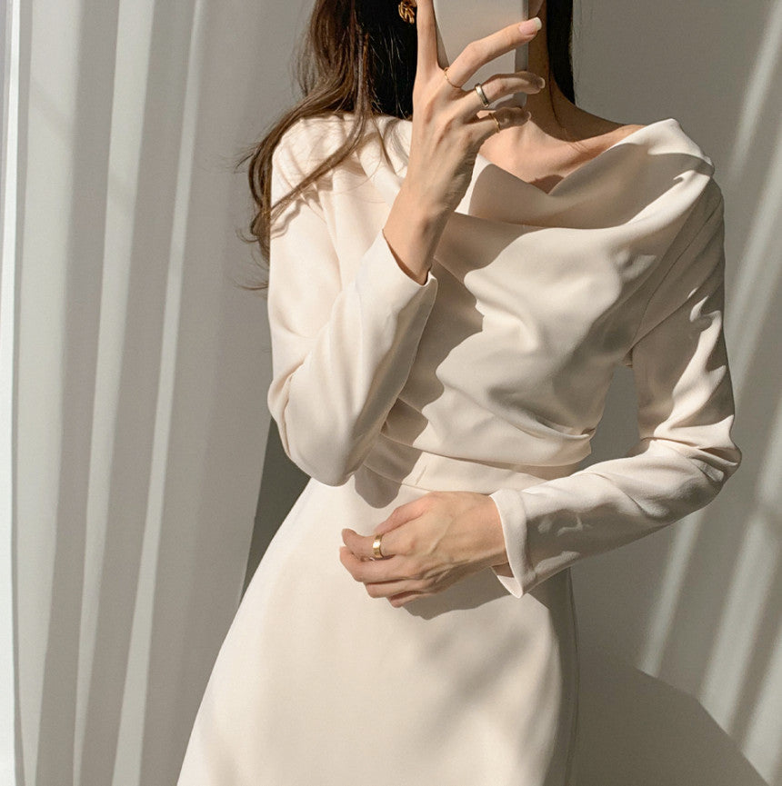 韓国ファッション SELCA-オフショルダーシンプルワンピース-2023ss-op40-018