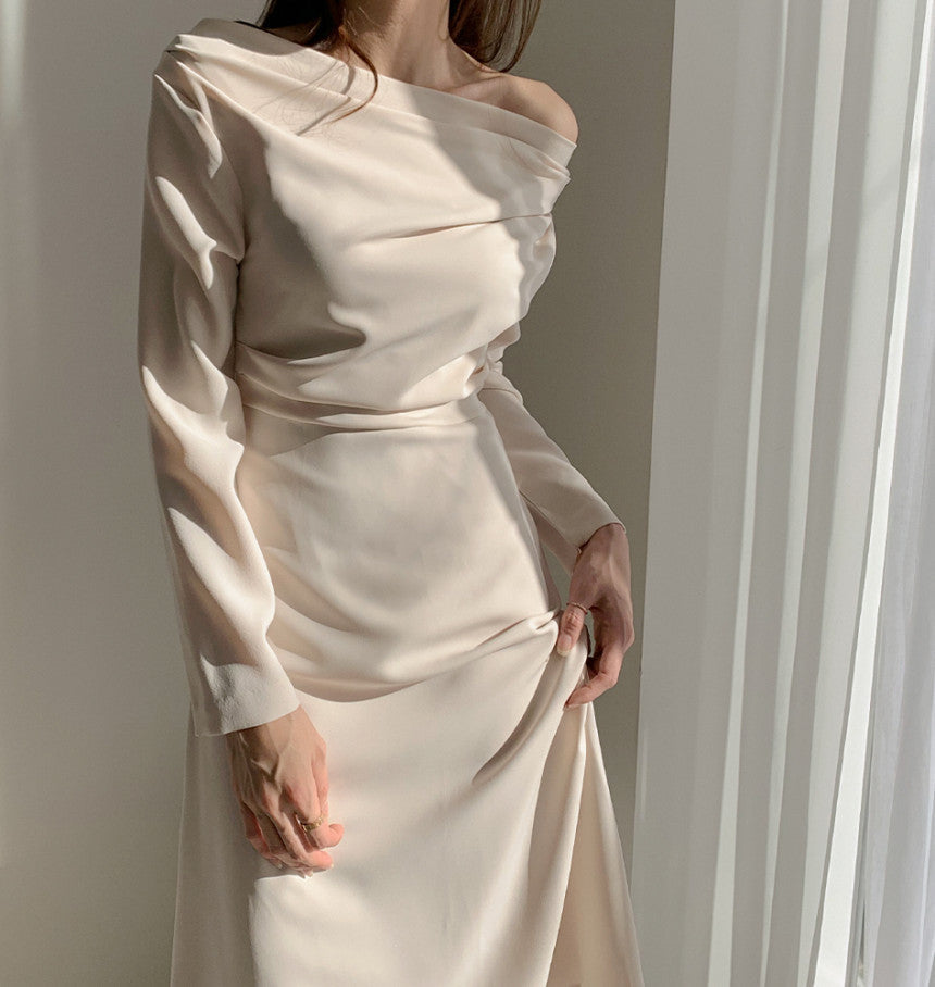 韓国ファッション SELCA-オフショルダーシンプルワンピース-2023ss-op40-09