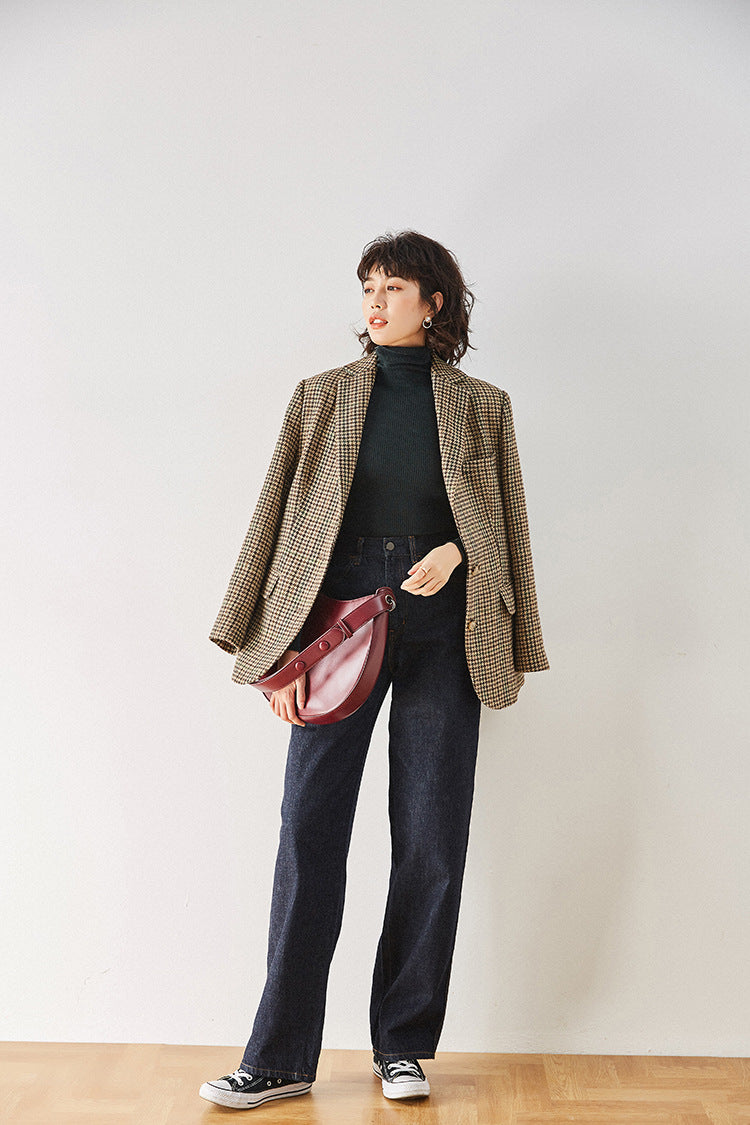 韓国ファッション SELCA-千鳥柄レトロウールジャケット-2024ss-ou23-02