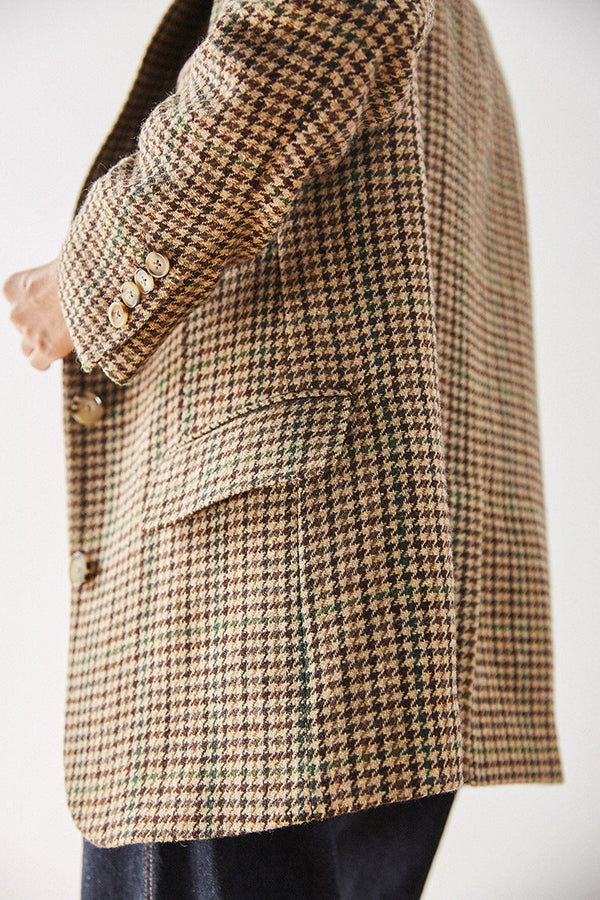 韓国ファッション SELCA-千鳥柄レトロウールジャケット-2024ss-ou23-010
