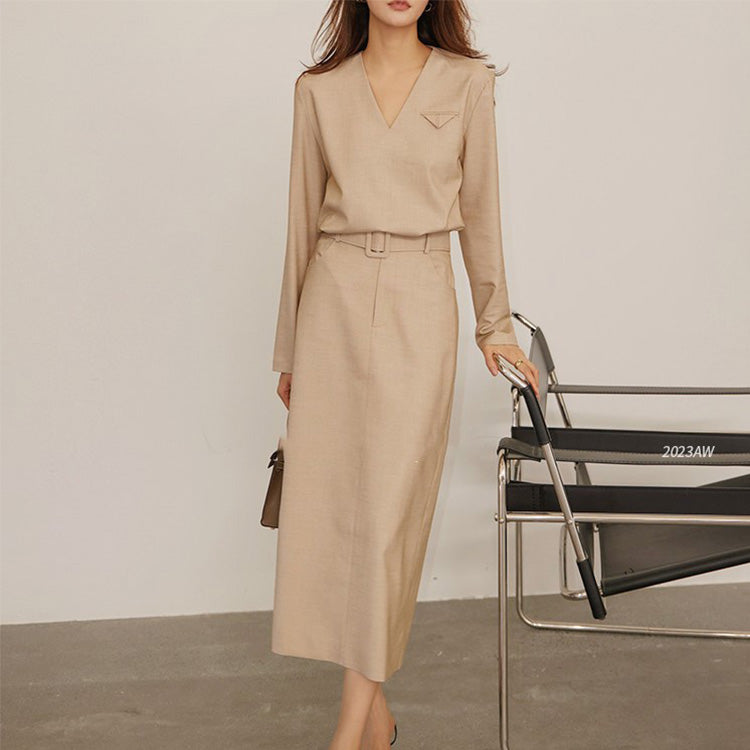 韓国ファッション SELCA-Vネックポケットトップス(トップス)-2024ss-68-08