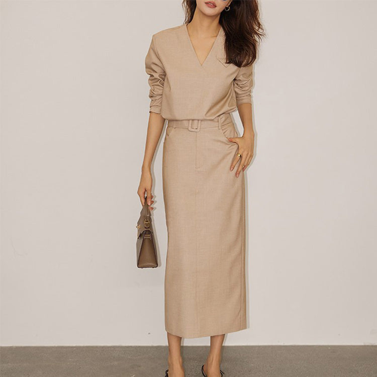 韓国ファッション SELCA-Vネックポケットトップス(トップス)-2024ss-68-02