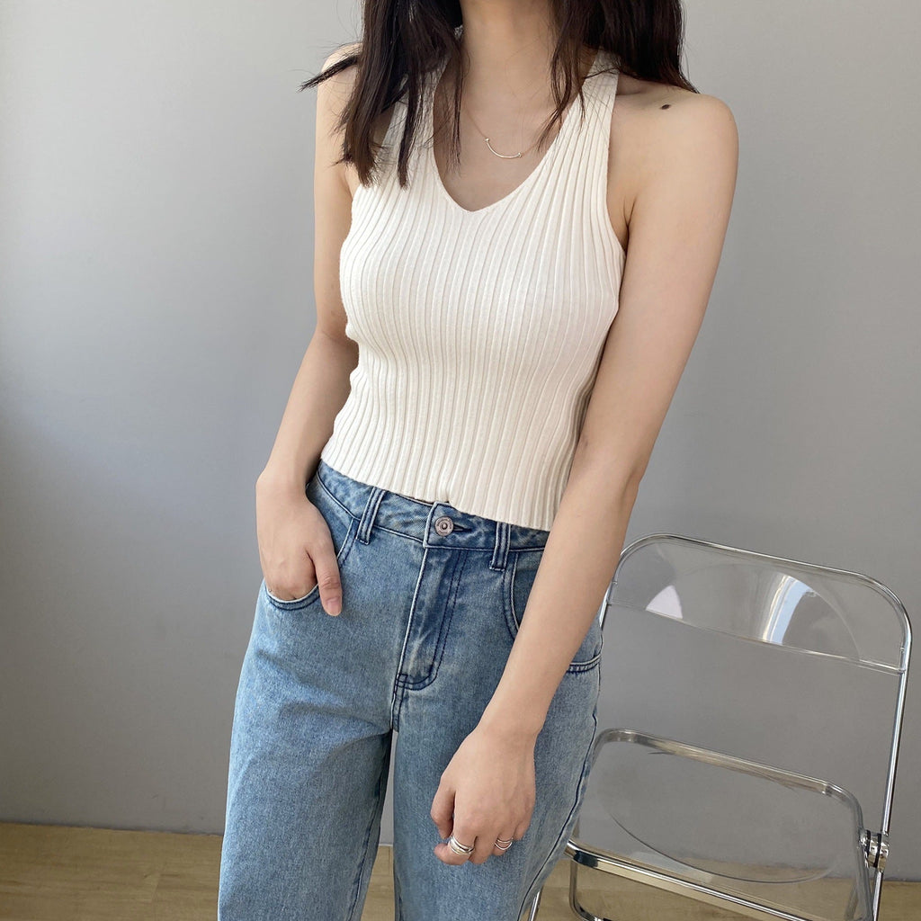 韓国ファッション SELCA-嘉織ベストの底を打つ女性の背中のギャルのセクシーな2023夏の外は新型の首のガーターの女性の金の8t8079を着ます。-2024ss-182-02