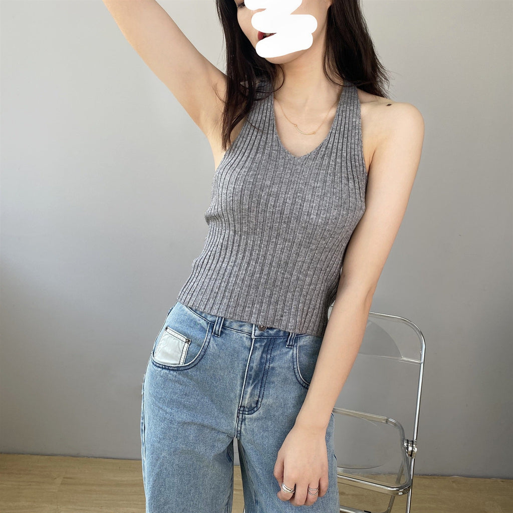 バックオープンニットトップ