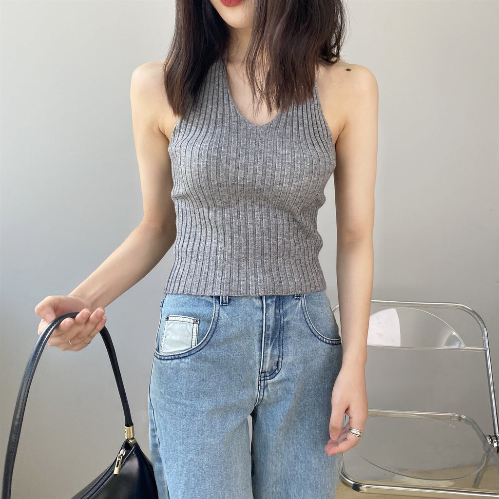 韓国ファッション SELCA-嘉織ベストの底を打つ女性の背中のギャルのセクシーな2023夏の外は新型の首のガーターの女性の金の8t8079を着ます。-2024ss-182-03