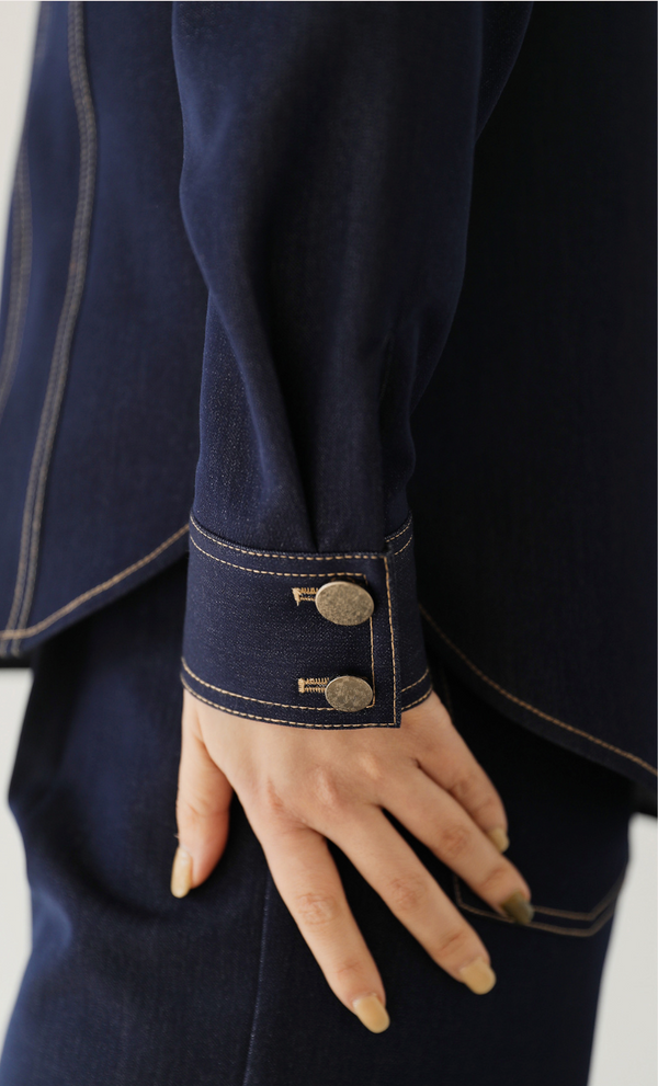 韓国ファッション SELCA-ステッチデニムセットアップ(トップス)-2024ss-005-019