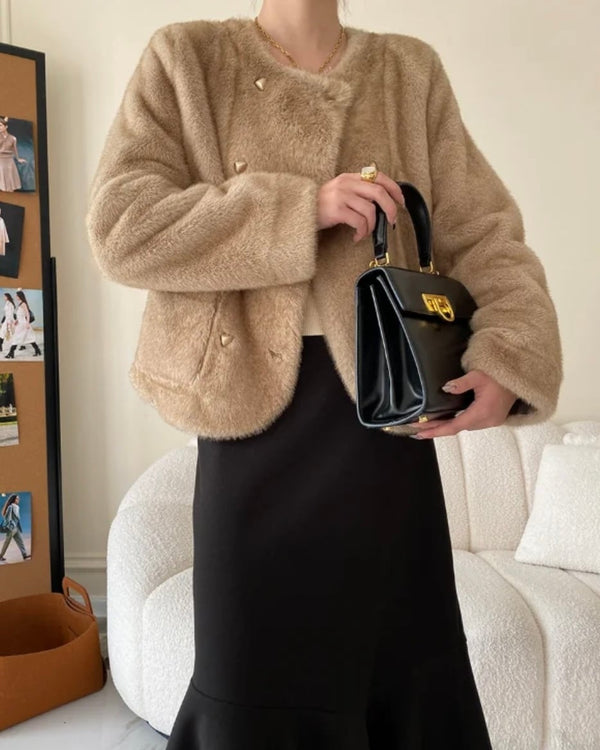韓国ファッション SELCA-フェイクファーショートコート-2023aw-ou40-09