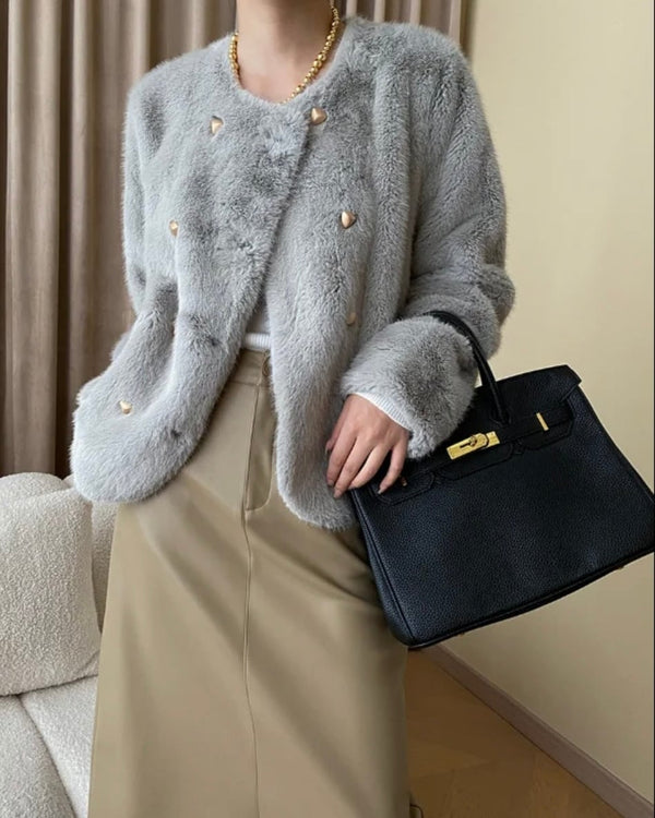 韓国ファッション SELCA-フェイクファーショートコート-2023aw-ou40-011