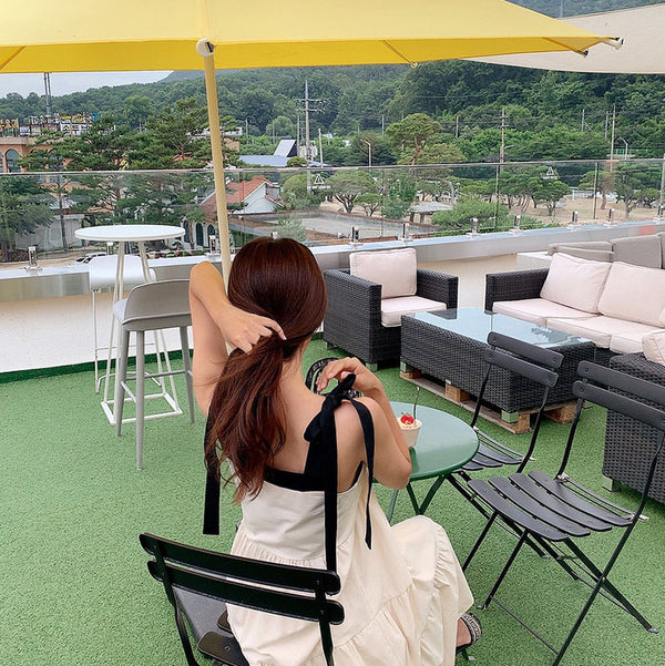 韓国ファッション SELCA-配色ストラップティアードワンピース-2023ss-op13-020