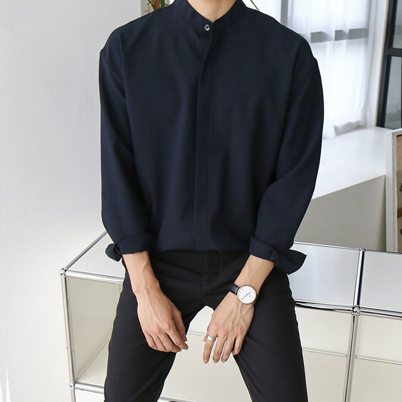 韓国ファッション SELCA-collarless casual shirt-2024ss-tp06-09