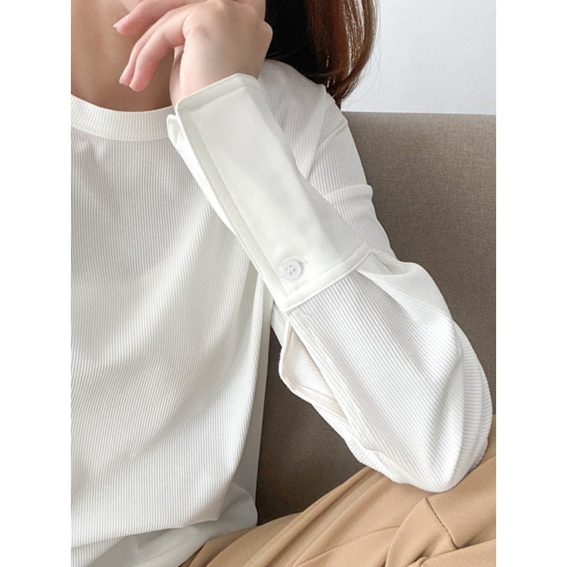 韓国ファッション SELCA-デザインスリーブカジュアルシャツ-2024ss-008-01