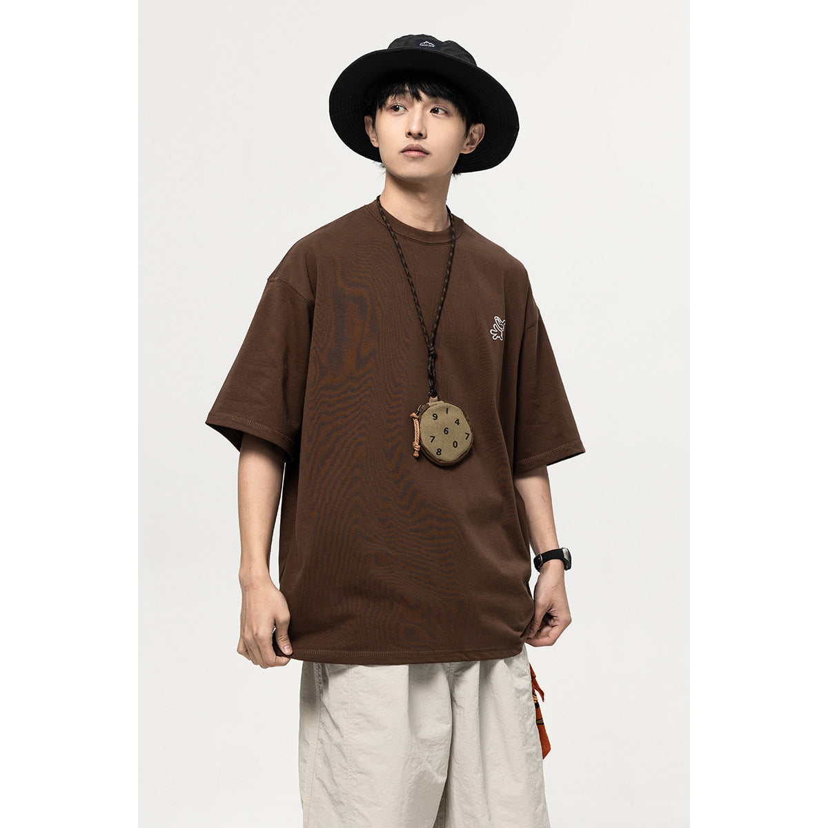 Trend Personalized Embroidery Print Cotton Short Sleeve