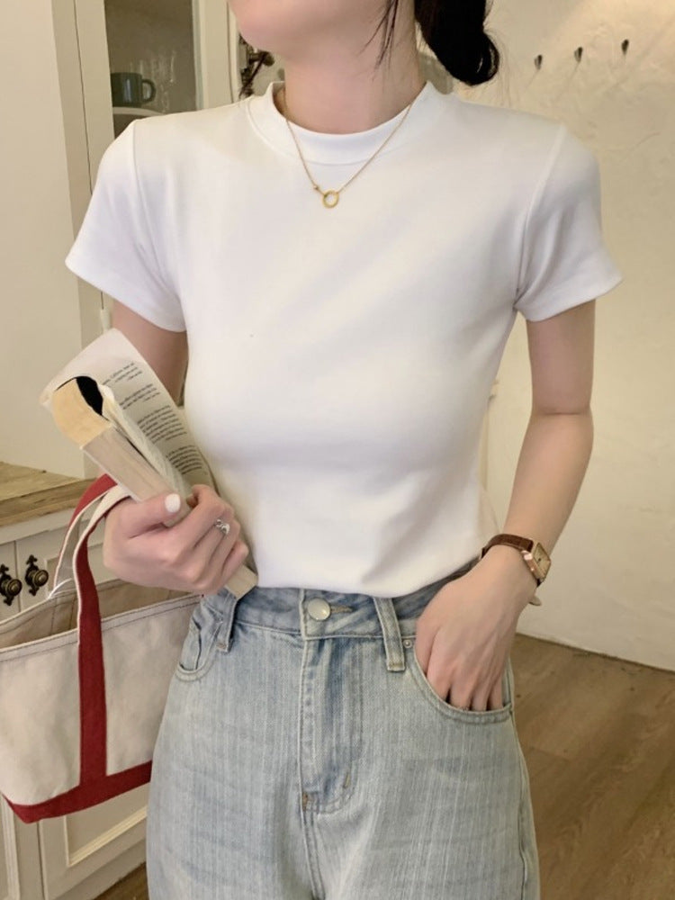 韓国ファッション SELCA-ハーフネックスリム半袖Tシャツ-2023ss-tp05-01-04