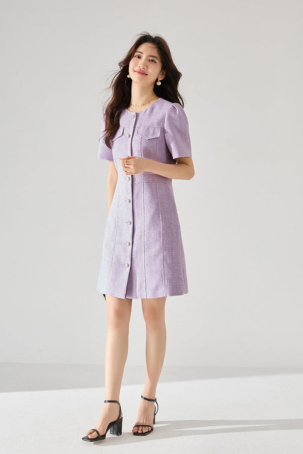 韓国ファッション SELCA-ラベンダーミニワンピース-2024ss-128-010
