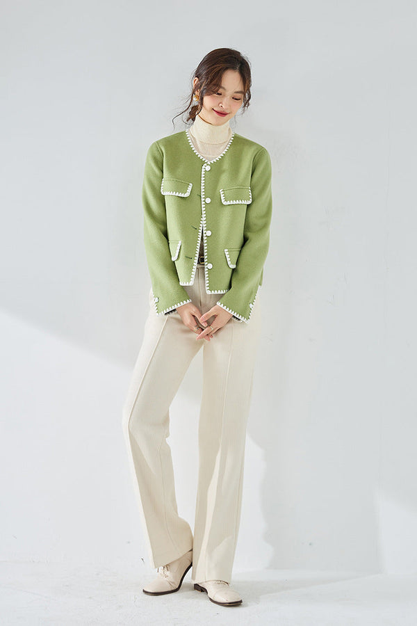 韓国ファッション SELCA-コントラストカラーウールショートジャケット-2024ss-ou28-018