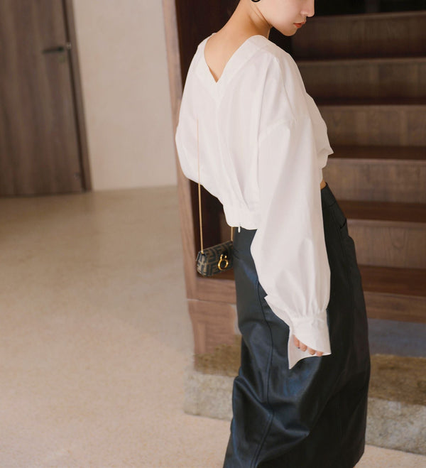 韓国ファッション SELCA-コットンデザインネックシャツ-2023ss-tp01-05