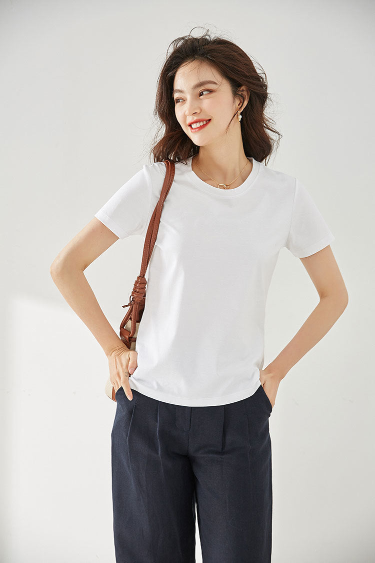 韓国ファッション SELCA-ラウンドネックTシャツ-2024ss-119-014