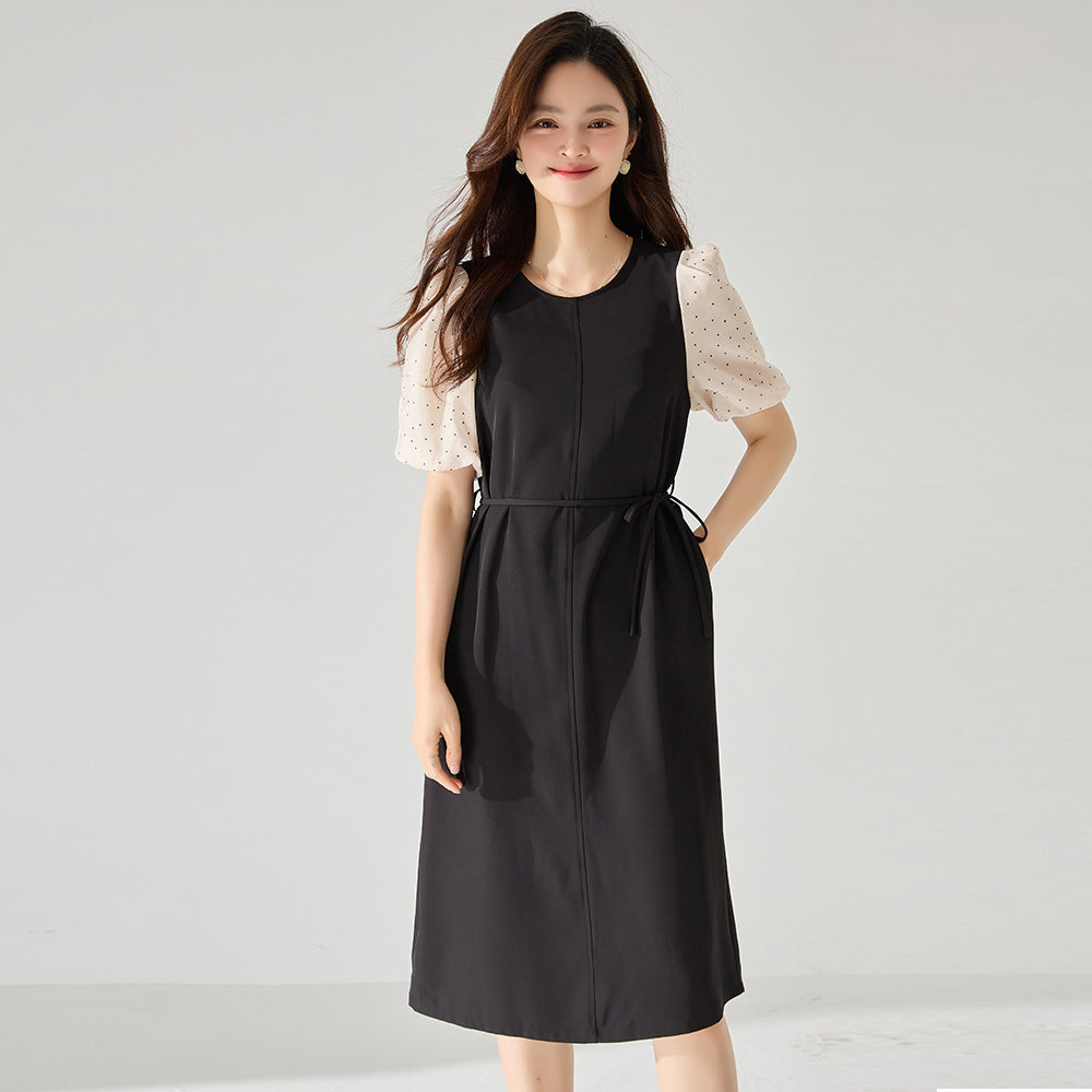 韓国ファッション SELCA-ウエストリボンパフスリーブワンピース-2024ss-86-06