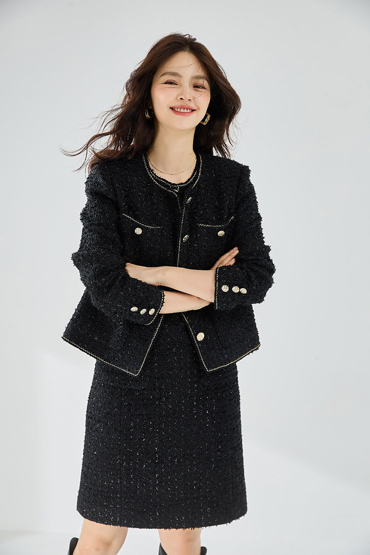 ゴールドボタンツイードジャケット | 韓国レディースファッション通販 ...