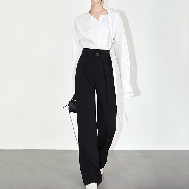 韓国ファッション SELCA-バックルベルトストレートパンツ-2024ss-0072-04