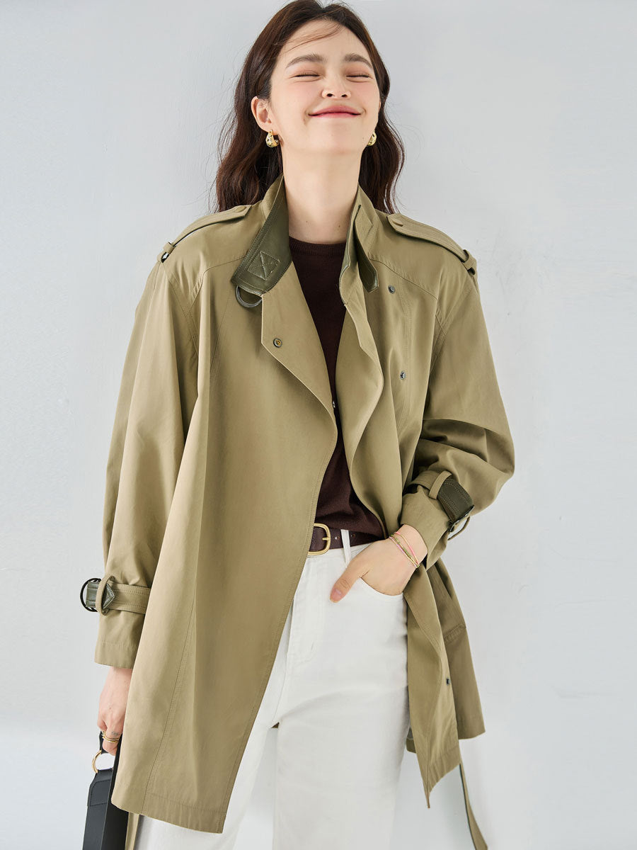 韓国ファッション SELCA-スタンドカラーショートトレンチコート-2024ss-ou8-04