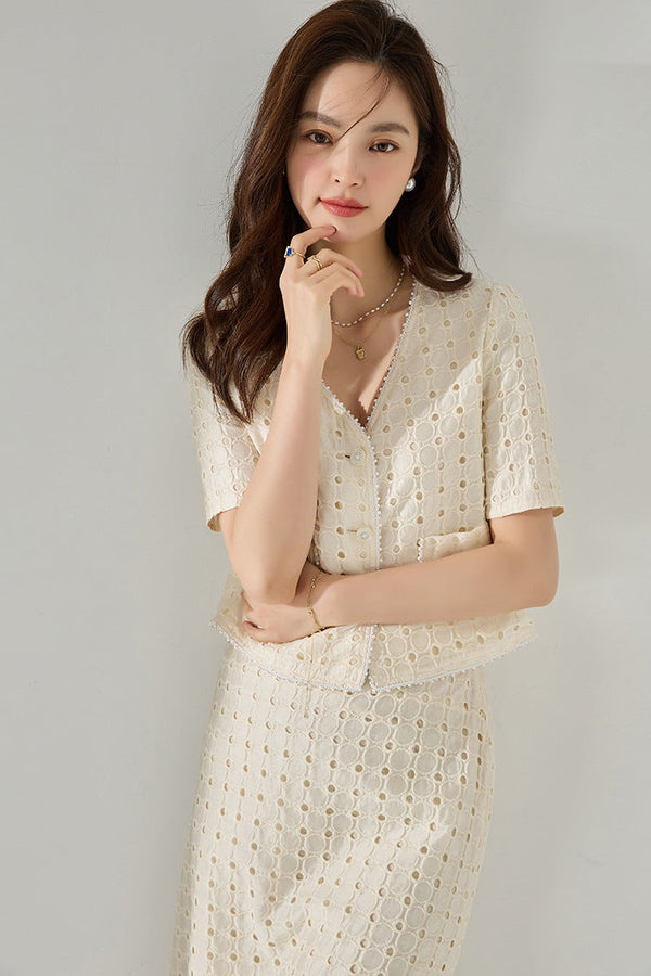 韓国ファッション SELCA-レースセットアップスーツ(トップス)-2024ss-193-03
