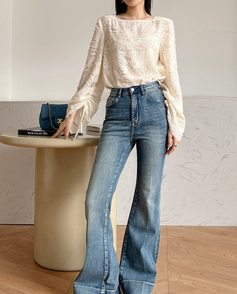 韓国ファッション SELCA-レースフレアスリーブトップス-2024ss-0069-03