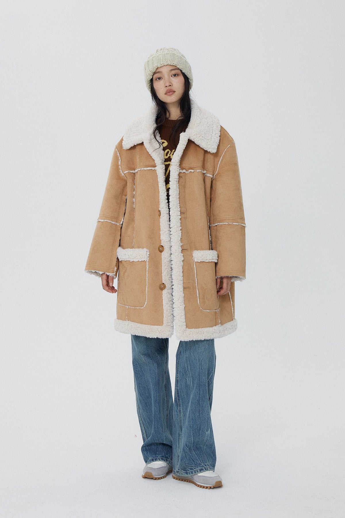 韓国ファッション SELCA-リバーシブルロングボアコート-2023aw-ou52-012
