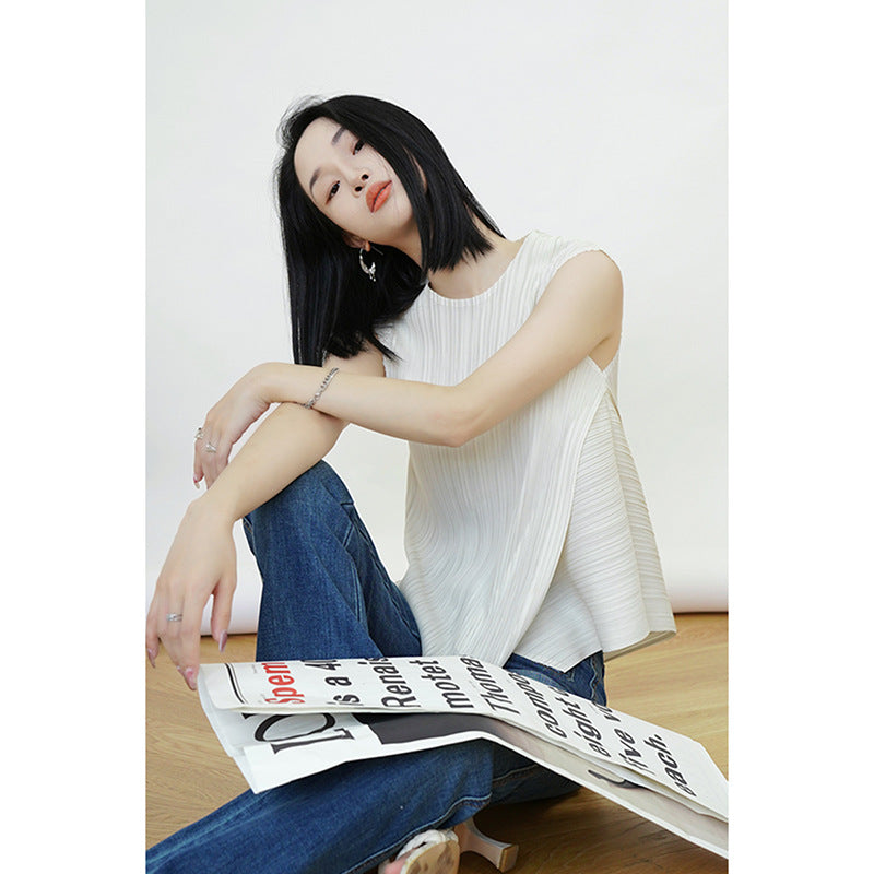 韓国ファッション SELCA-アシメントリーノースリーブ-2024ss-0023-01