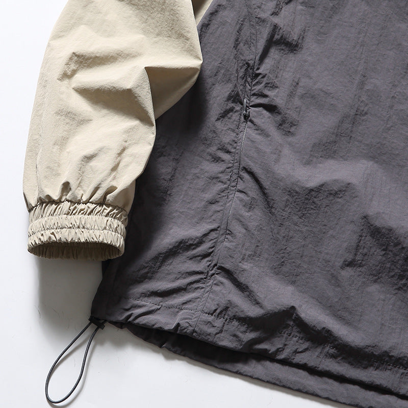 韓国ファッション SELCA-Patchwork Half Pocket Decoration Lapel Sweatshirt-mselca2024ss-091-017