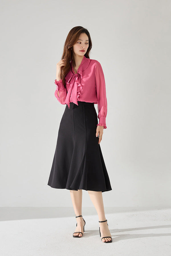 韓国ファッション SELCA-フリルリボンシャツ-2024ss-104-010